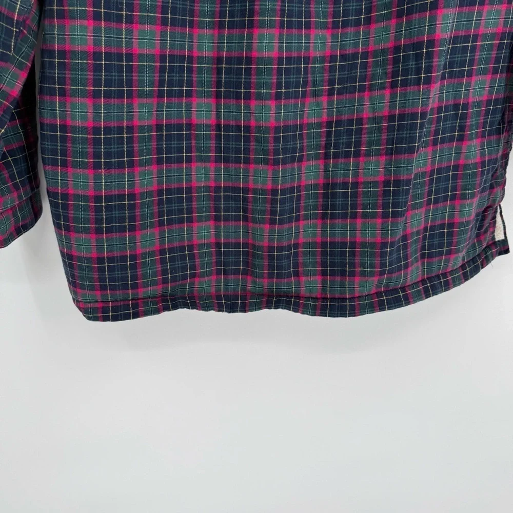 LL Bean Shirt Jacket Womens Size M Fleece Lined Flannel Plaid Button Up Blue Red - Picture 8 of 10
